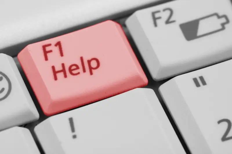 Tecla F1 de ayuda en un teclado