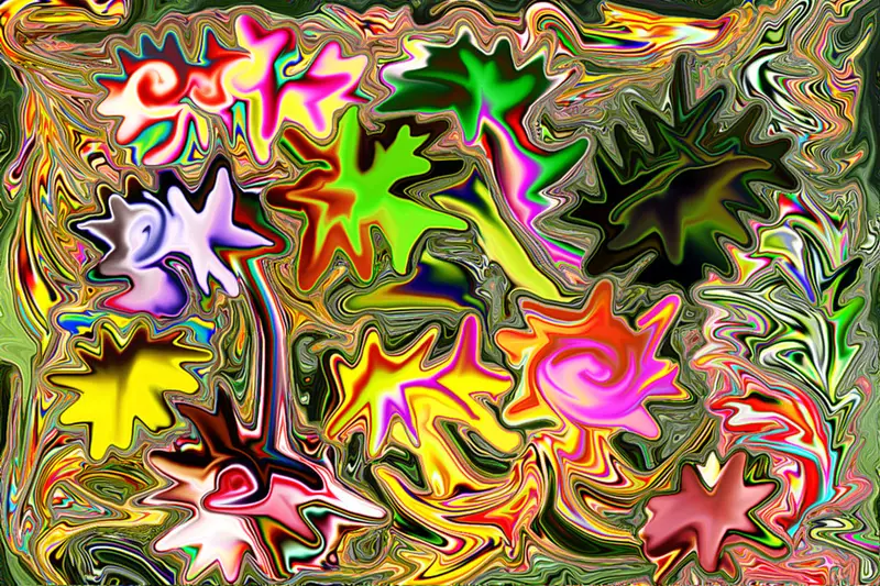 Composición digital abstracta de formas de colores
