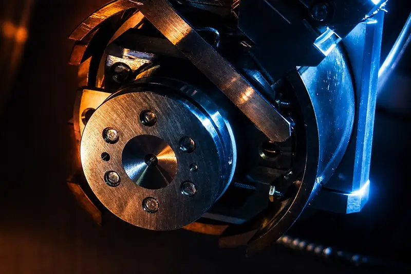 Interior de un disco duro con el brazo lector sobre el plato