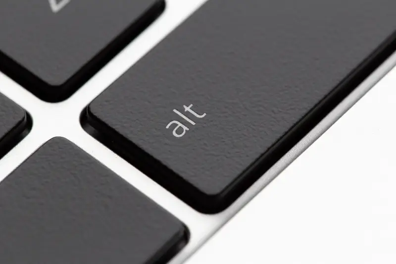 Tecla Alt de un teclado en primer plano