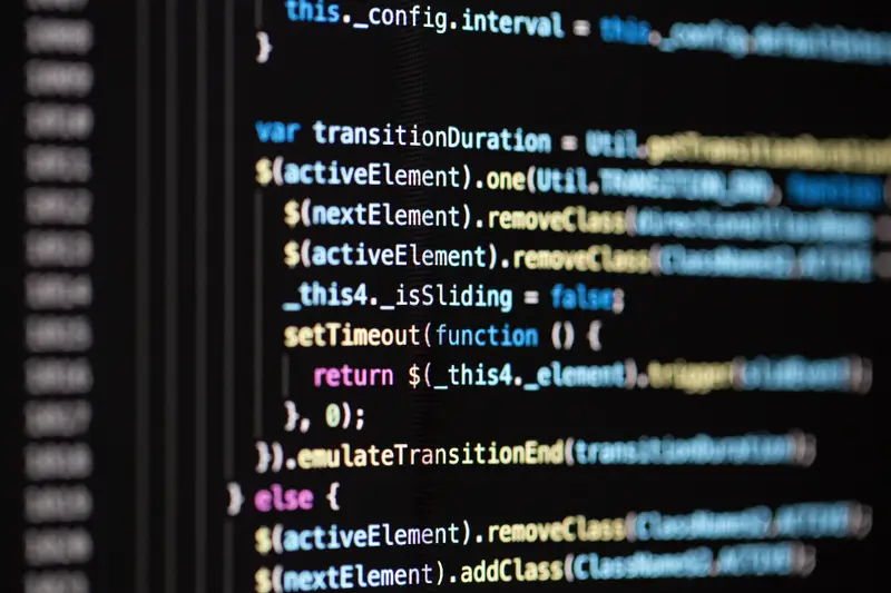 Código JavaScript en una pantalla, en primer plano